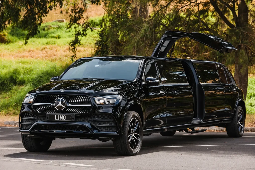 Black Mercedes GLE stretch limousine – A Touch of Silver.